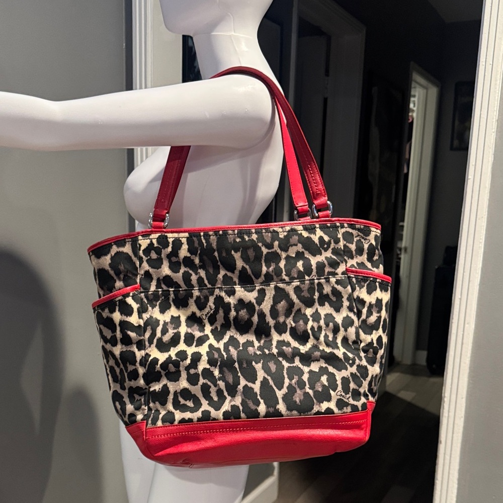 Coach ocelot leopard print tote
